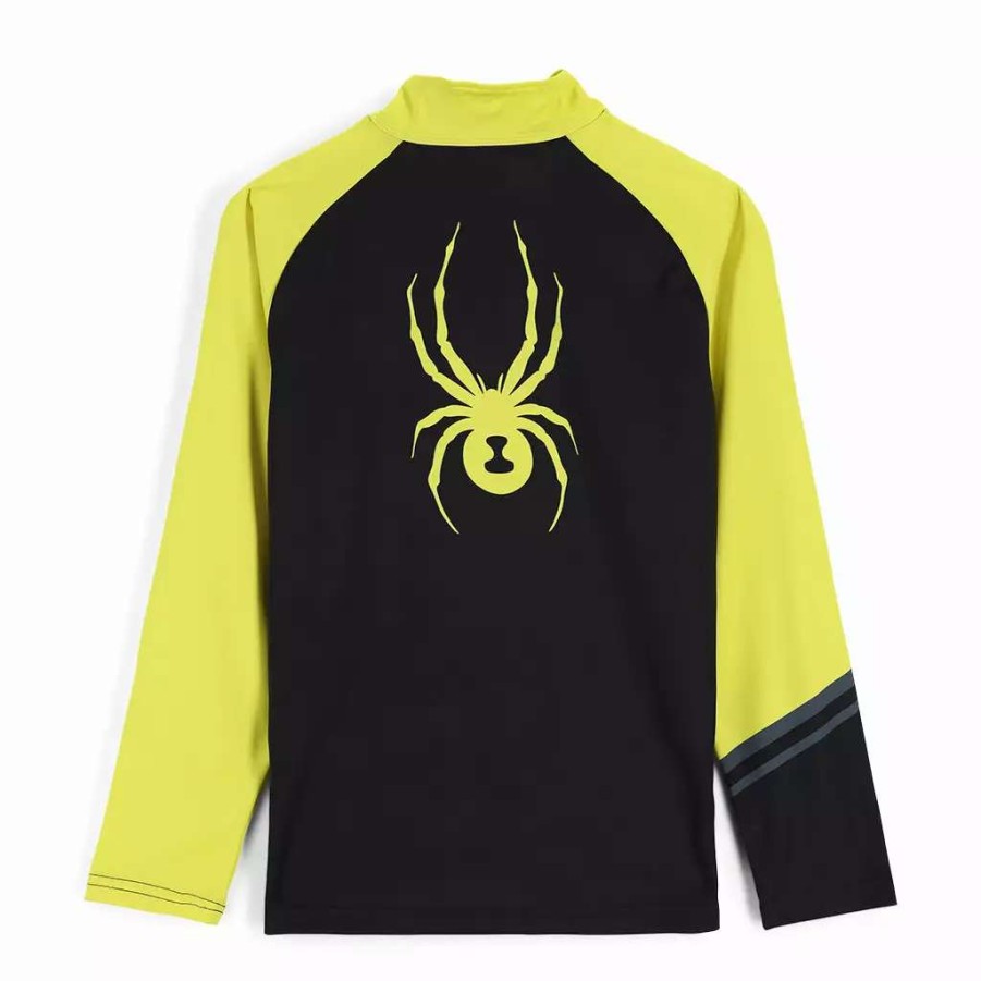 Kids * | Spyder Big Boys Web Half Zip Black Citron