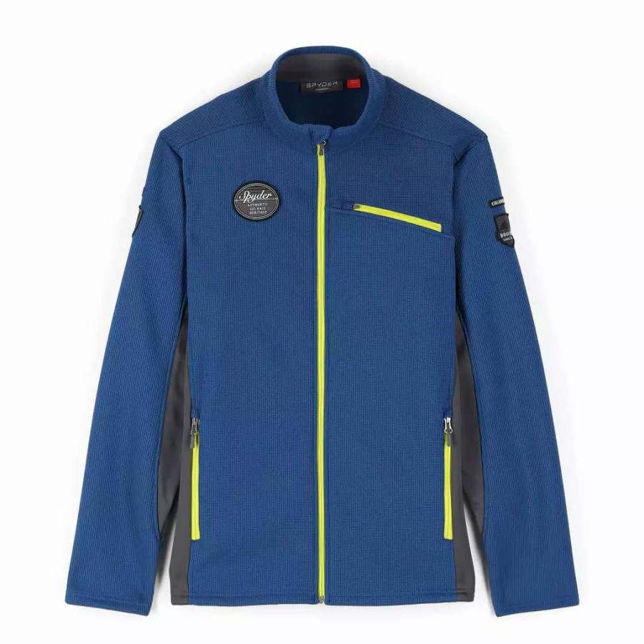 Fleece & Sweaters * | Spyder Mens Bandit Wengen Full Zip Abyss Citron