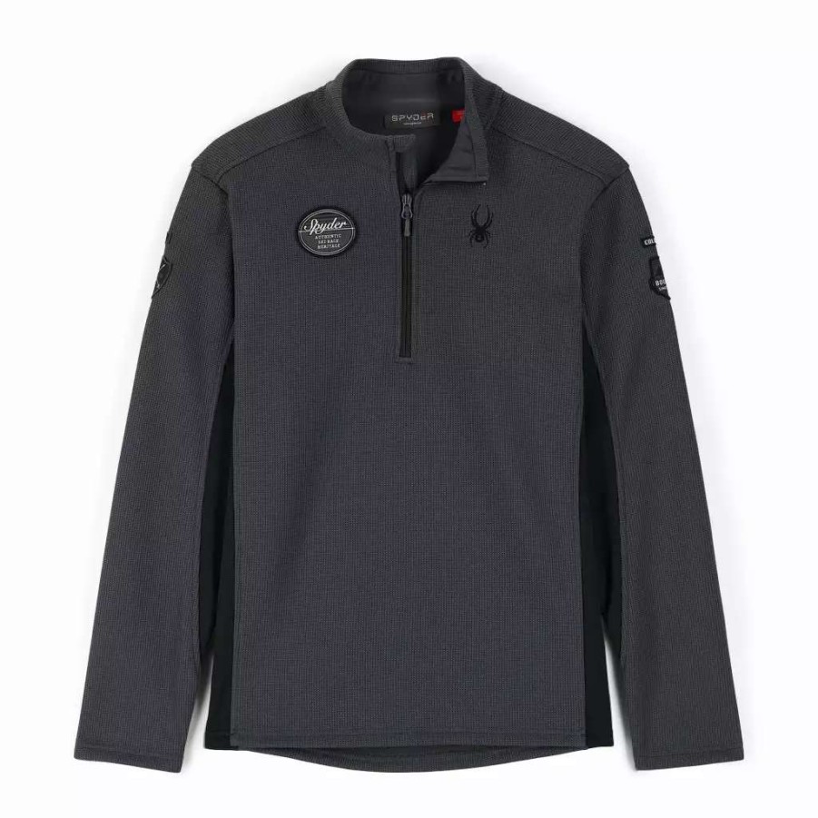 Fleece & Sweaters * | Spyder Mens Bandit Wengen Half Zip Ebony Black