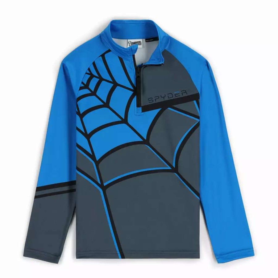 Kids * | Spyder Big Boys Web Half Zip Ebony Collegiate