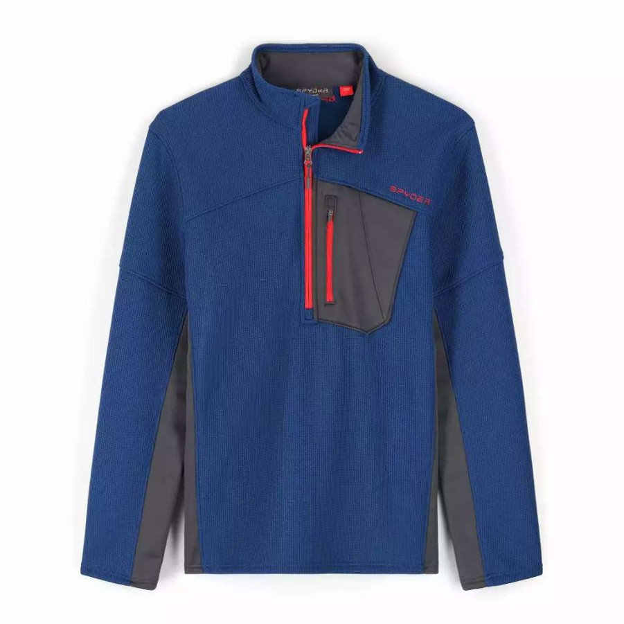 Fleece & Sweaters * | Spyder Mens Bandit Half Zip Abyss Volcano