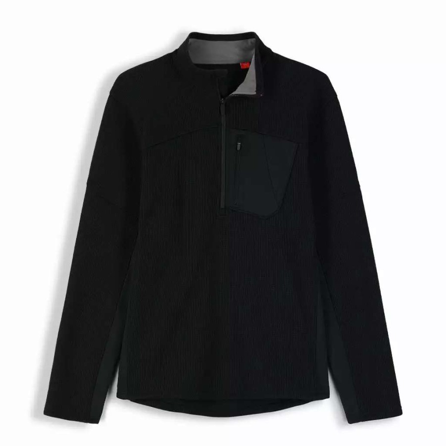 Fleece & Sweaters * | Spyder Mens Bandit Half Zip Black