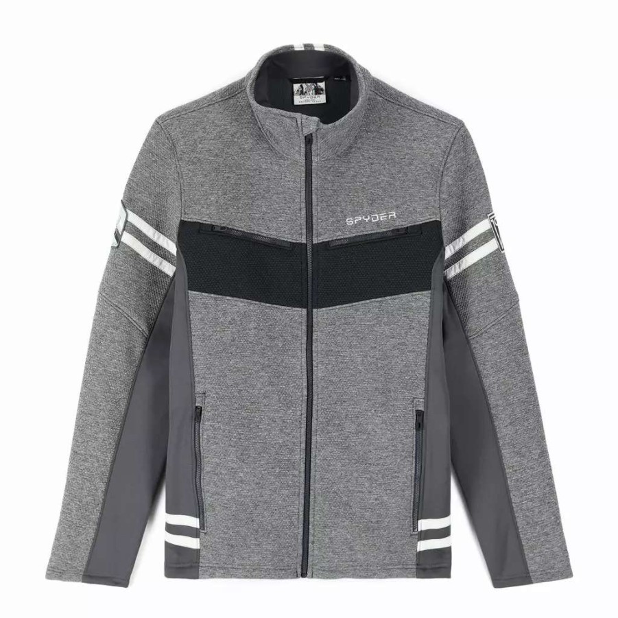 Fleece & Sweaters * | Spyder Mens Wengen Encore Full Zip Ebony Black