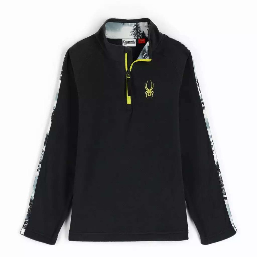 Kids * | Spyder Youth Speed Half Zip Black