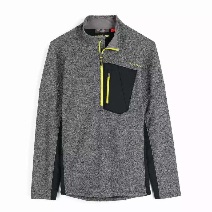 Fleece & Sweaters * | Spyder Mens Bandit Half Zip Black Citron