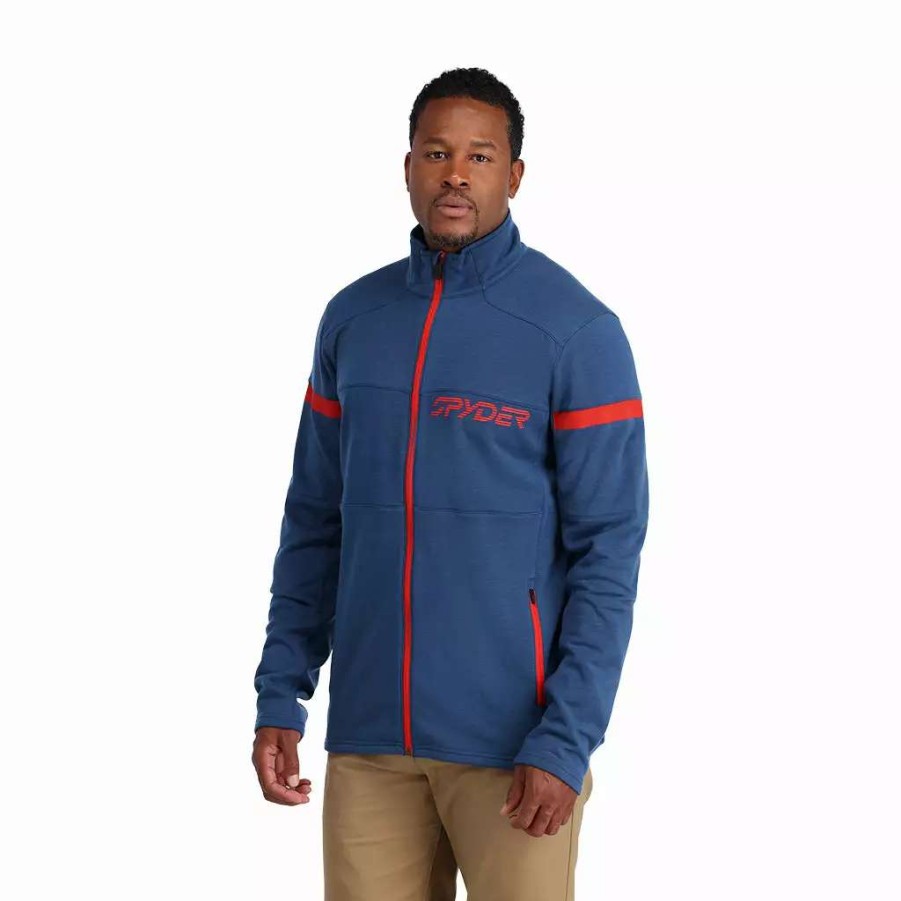 Fleece & Sweaters * | Spyder Mens Speed Full Zip Abyss Volcano