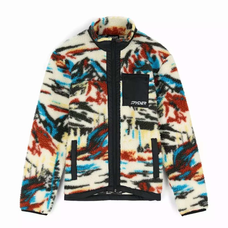 Fleece & Sweaters * | Spyder Mens Sherman Sherpa Vanilla Paint By Numbers