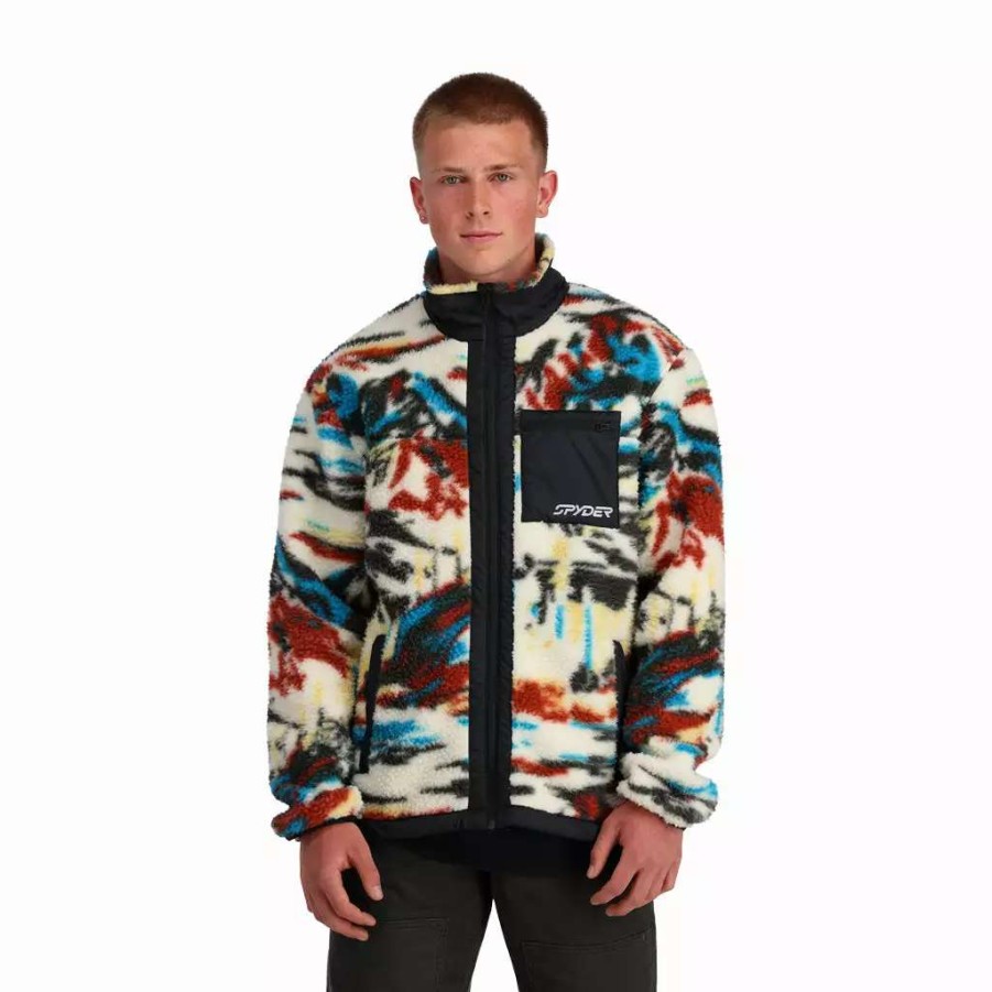 Fleece & Sweaters * | Spyder Mens Sherman Sherpa Vanilla Paint By Numbers