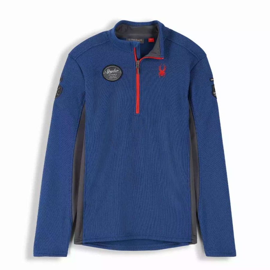 Fleece & Sweaters * | Spyder Mens Bandit Wengen Half Zip Abyss Volcano