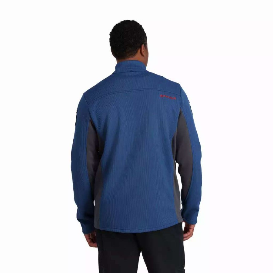 Fleece & Sweaters * | Spyder Mens Bandit Wengen Half Zip Abyss Volcano