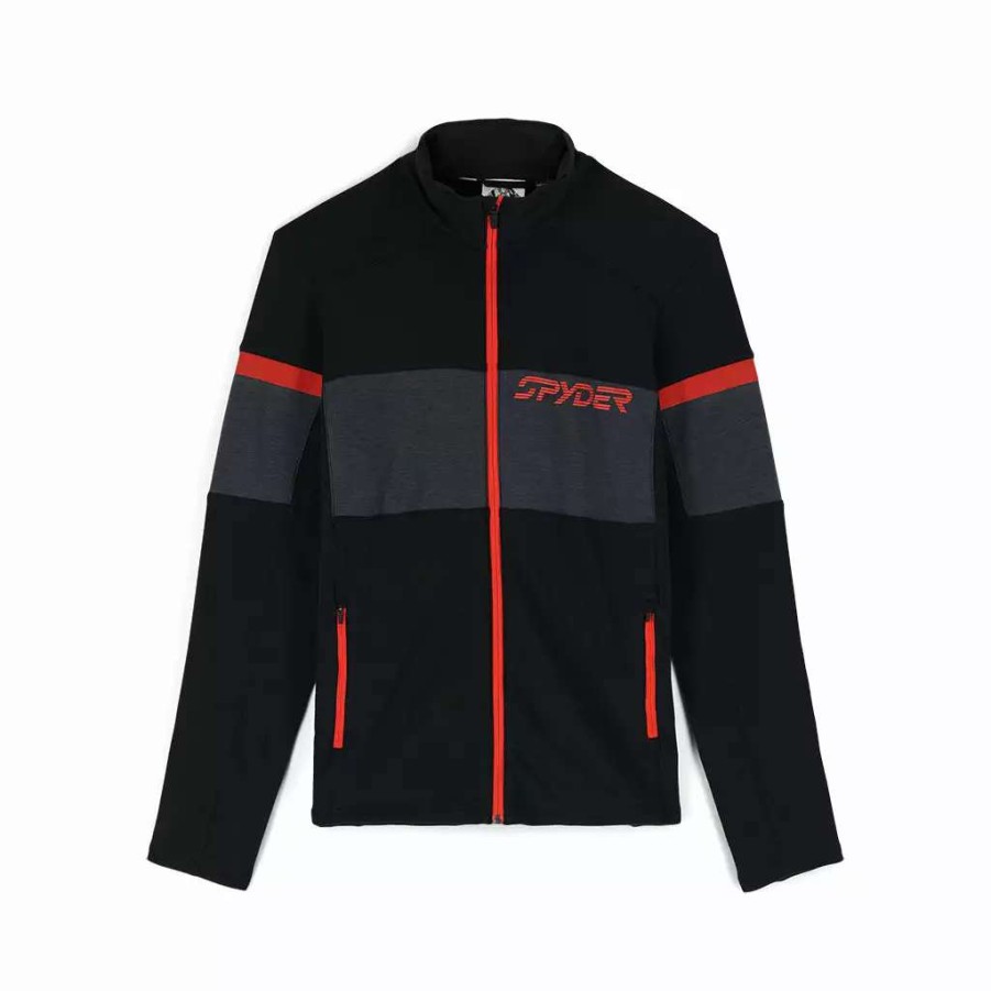 Fleece & Sweaters * | Spyder Mens Speed Full Zip Black Volcano