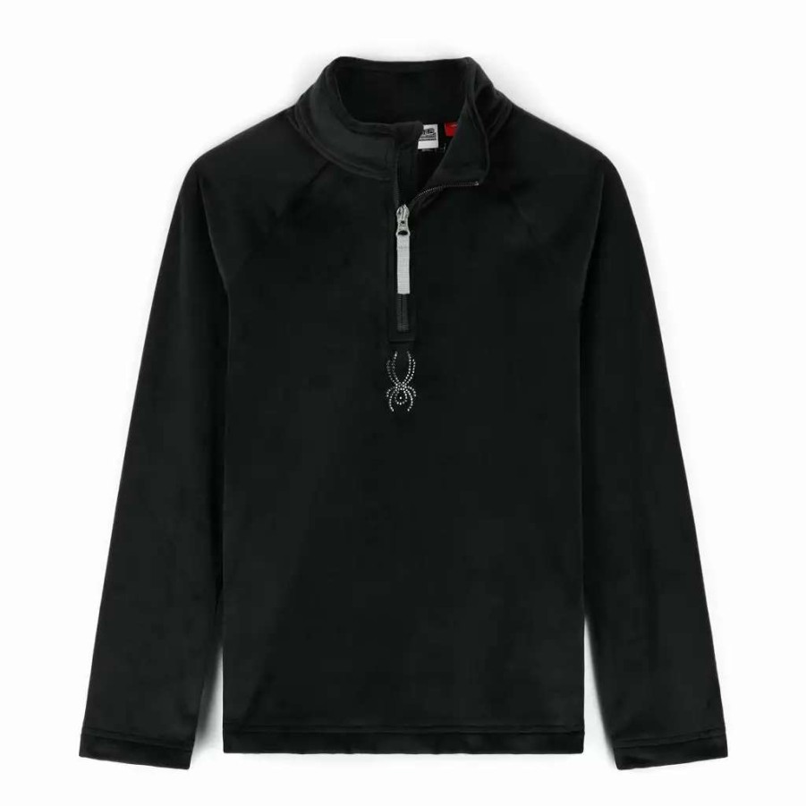 Kids * | Spyder Big Girls Shimmer Bug Half Zip Black