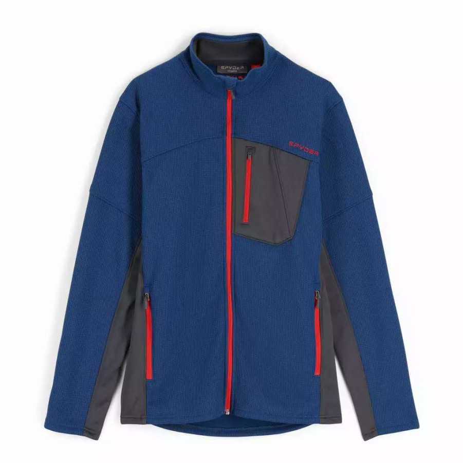 Fleece & Sweaters * | Spyder Mens Bandit Full Zip Abyss Volcano