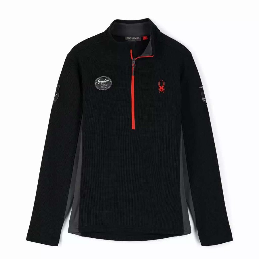 Fleece & Sweaters * | Spyder Mens Bandit Wengen Half Zip Black