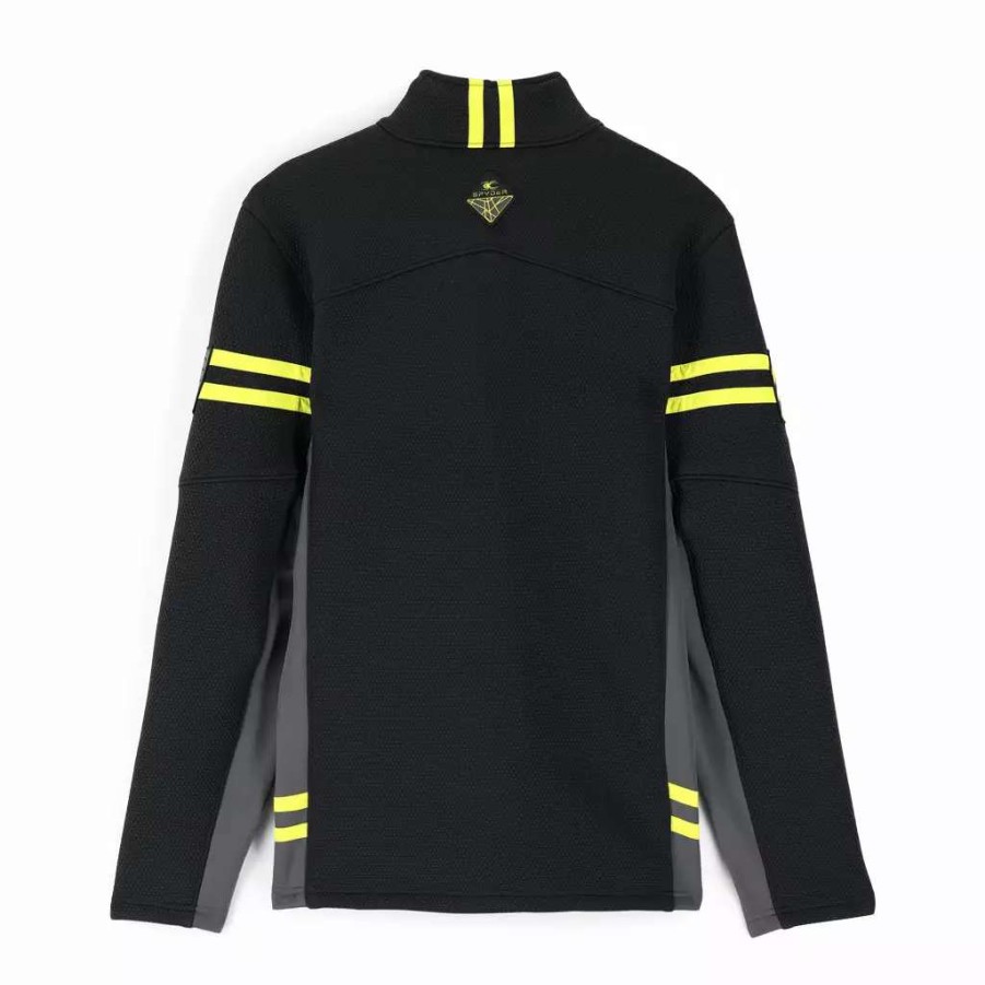 Fleece & Sweaters * | Spyder Mens Wengen Encore Full Zip Black Citron