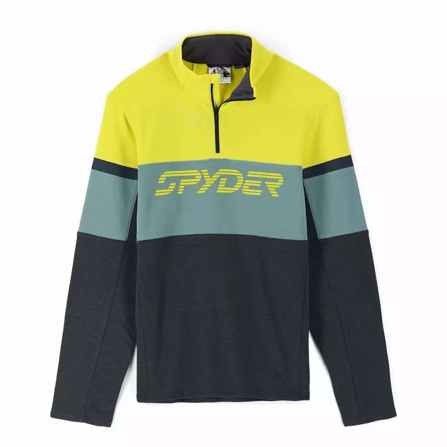 Fleece & Sweaters * | Spyder Mens Speed Half Zip Ebony Citron