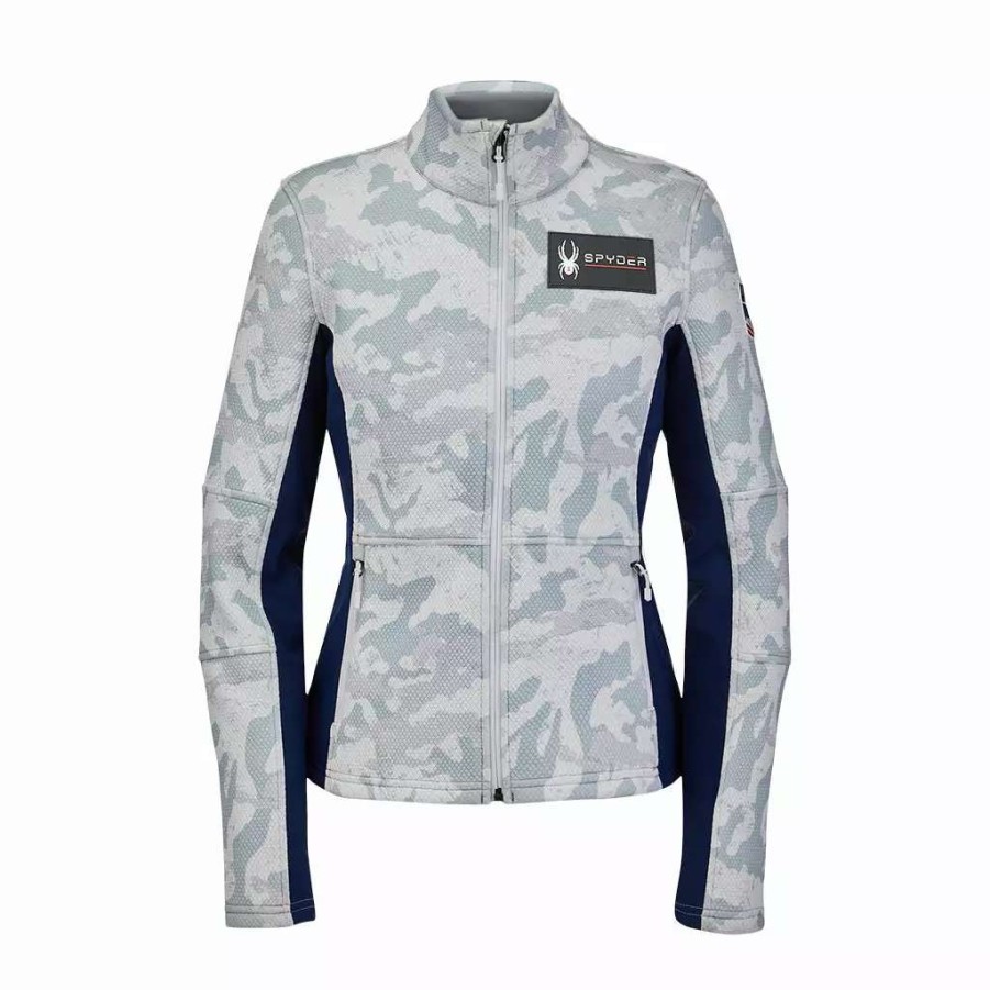 Tops * | Spyder Womens Usa Encore Full Zip (2021) Snow Camo